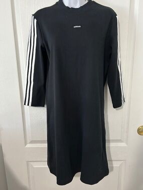 Dress Black Adidas Moment NWT Three Stripe Classic Sporty Athleisure